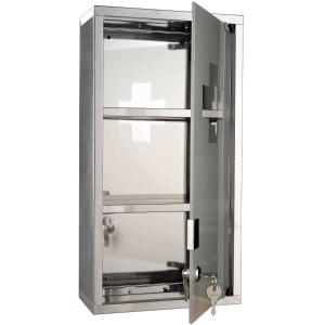 HomCom Armario de Medicinas Botiquín Gabinete de Primero Auxilios Acero Inox 3 Estantes Caja Colgante de Pared con Cerradura 25x12x48cm