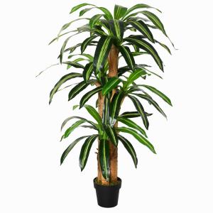 Outsunny Planta Artificial Decorativa Dracaena con Maceta Árbol Sintético de 66 Hojas para Jardín Balcón Oficina Salón Ø20x160 cm Verde
