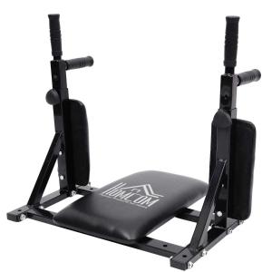 HOMCOM Barra de Musculación para Pared con Brazos Ajustables para hacer Dominadas Flexiones y Crossfit en Casa 70x53-63x48 cm Negro