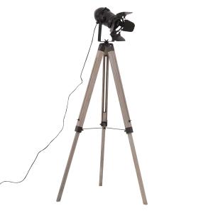 HOMCOM Lámpara de Pie con Trípode Lámpara de Suelo para Sala Dormitorio Escritorio Ajustable en Altura Diseño Industrial 63x63x100-140 cm