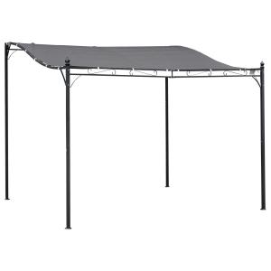Outsunny Pérgola de Jardín 3x3 m Cenador con Toldo y 4 Orificios de Drenaje para Patio Terraza Metal y Poliéster 180 g/m² Resistente Gris