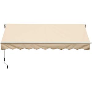Outsunny Toldo para Patio Balcón Terraza y Jardín de 400x250cm con brazo articulado de Aluminio y tela de Poliéster de 280g/m² Color Beige Oscuro