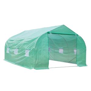 Outsunny Invernadero Caseta con 6 Ventanas Buena Ventilación Estructura de Acero Estable Gran Entrada Cremallera para Cultivo Plantas 450x300x200 cm
