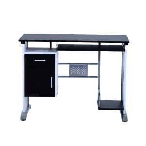 HOMCOM Mesa de Ordenador Escritorio de PC Mesa con Armario para Hogar 100x52x75cm Negro y Plata
