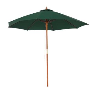 Outsunny Sombrilla Parasol con Poste Desmontable de Madera Ángulo Ajustable Ventilación Sistema de Polea para Exterior Jardín Patio Piscina Terraza Ø257x253 cm Verde Oscuro