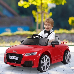 HOMCOM Audi TT Eléctrico Infantil Coche Juguete Niño +3 Años Mando a Distancia Música y Luces Aprendizaje Batería Doble Puerta Carga 30kg 103x63x44cm
