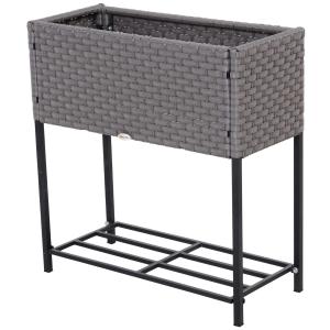 Outsunny Jardinera Exterior para Huerto Urbano Mesa de Cultivo Rectangular para Balcón Alta con Estante 70x30x72 cm Gris y Negro