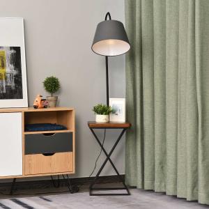 HOMCOM Lámpara de Pie Iluminación Interior Moderno Foco de Luces con Cabeza Flexible Estante de Almacenamiento Patas de Acero 36x36x165 cm