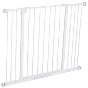 PawHut Barrera de Seguridad Extensible Puertas y Escaleras Metálica para Perros y Bebé Barrera Puertas Mascota 72-107x76cm