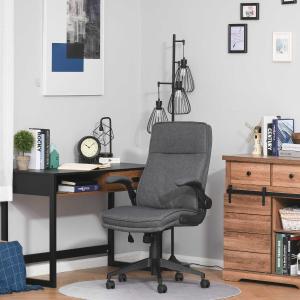 Vinsetto Silla de Oficina Ergonómica Giratorio 360° con Función Basculante Altura Ajustable y Reposabrazos Acolchado para Hogar y Oficina 67x70x108-118 cm Gris