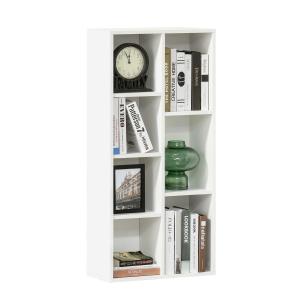 HOMCOM Estantería para Libros Librería de Madera con 7 Compartimentos de Almacenaje Plantas Archivos para Sala de Estar Dormitorio Oficina 50x24x106 cm Blanco