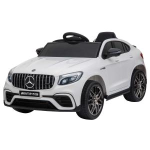 HOMCOM Coche Eléctrico para Niño +3 Años con Mando a Distancia Con Música y Luces Doble Apertura de Puerta Batería 12V Carga 30kg 115x70x55cm Blanco