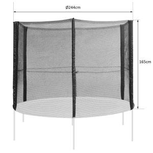 HOMCOM Red de Seguridad para Cama Elástica Redonda Recambio de Red para Trampolín Ø244x165cm (6 Barras) Negro