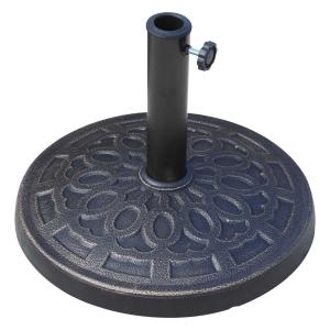 Outsunny Base de Sombrilla tipo Soporte de Pie para Parasol - Color Bronce - Resina Acero - Φ44 x 34 cm