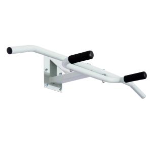 HOMCOM Barra Fija de Tracción Mural Barra Dominada Pared para Ejercicio Musculación 118x44x20cm Acero Blanco