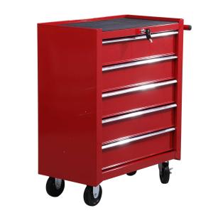 Carro Caja de Herramientas Taller Movil con 5 Cajones Rojo Chapa de Acero