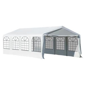Outsunny Carpa Blanca de 8x4 m para Celebraciones Fiestas y Eventos Cochera