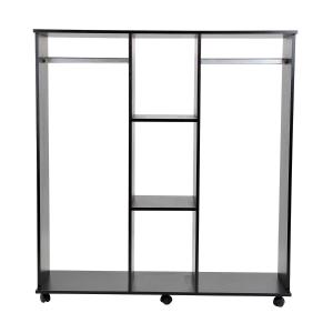 HomCom® Armarios Roperos Móvil con Doble Riel 3 Estantes Organizador 120x40x128cm Negro