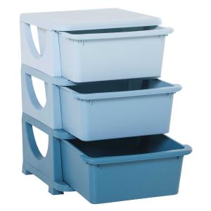 HOMCOM Torre de Almacenamiento Infantil con 3 Cajones Organizador de Juguetes para Niños +3 Años Gran Almacenaje con Asas para Juguetes Ropa Libros 37x37x56,5 cm Azul