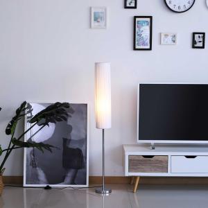HOMCOM Lámpara de Pie Moderna para Dormitorio Estudio Salón con Luces E27 40W con Base de Acero Inoxidable Blanco