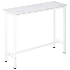 HOMCOM Mesa de Bar Mesa Alta con Encimera de Melamina Efecto Marmoleado y Patas de Acero Estilo Moderno para Cocina Cafetería Comedor 120x40x100 cm Blanco
