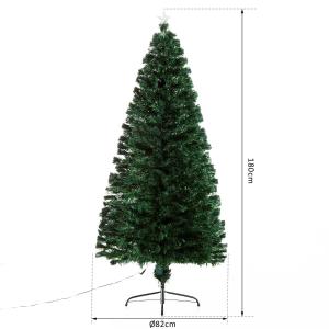 HOMCOM Árbol de Navidad grande 180cm de fibra óptica Artificial Árbol con Soporte Metálico Luces LED Multicolores