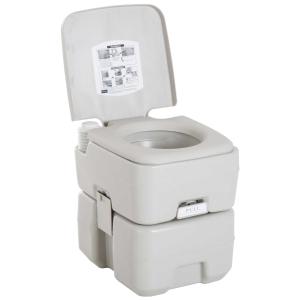 HOMCOM Inodoro Portátil Químico Baño WC 20L con Tapa para Camping Viaje Ancianos Caravana Barco con Cisterna Carga 147 kg 41.5x36.5x42 cm HDPE