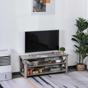 HOMCOM Soporte de TV Mesa para TV Inferior a 50” con Múltiples Estantes Diseño Industrial Orificio de Cables Carga 70 kg 20x39x50,5 cm