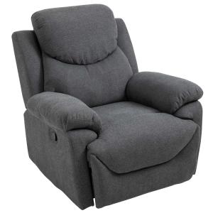 HOMCOM Butaca Tapizada Ergonómica Sillón Reclinable Manualmente 150 Grados con Reposabrazos y Reposapiés 97x96x105,5 cm Gris