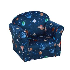HOMCOM Sillón Infantil Bonito Mini Sofá para Niños Mayores de 3 Años Ergonómico Cómodo Patas Antideslizantes 50x39x44cm Azul
