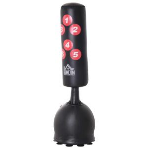HOMCOM Saco de Boxeo de Pie 165cm Sacos de Suelo con Soporte para Rellenar Agua o Arena para Adultos y Niños
