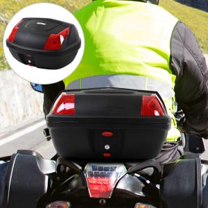 HOMCOM Baúl de Moto Maletero para 1 Casco Integral y 1 Medio Capacidad de 48L Fibra de Carbón Cerradura con 2 Llaves Accesorios 58x44,5x33,5 cm Negro