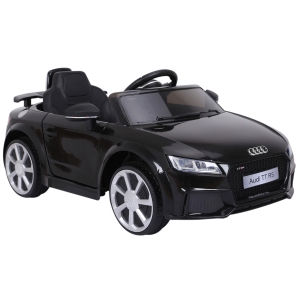 HOMCOM Audi TT Eléctrico Infantil Coche Juguete Niño 3 Años+ con Mando a Distancia con Música y Luces Modos de Aprendizaje Batería 6V Doble Apertura de Puerta Carga 30kg 103x63x44cm Color Negro