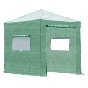 Outsunny Invernadero de Jardín 240x180x240 cm Plegable Caseta Vivero para Cultivos Plantas Flores con 2 Ventanas y Puerta con Cremallera de Acero y PE Verde