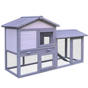 PawHut® Conejera Madera de Exterior Jaula para Conejo Cobaya Bandeja Extraíble Casa para Animal Pequeño