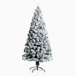 HOMCOM Árbol de Navidad 180cm Artificial Árbol Pino Natural de Blanco Nevado con Soporte de Metal Luces LED 230 Ramas