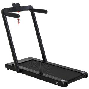HOMCOM Cinta de Correr Eléctrica Plegable 1-12km/h Cinta de Andar Portátil con Pantalla LED Táctil Control Remoto Bluetooth Ruedas de Transporte Casa Oficina 134x66x107 cm Negro