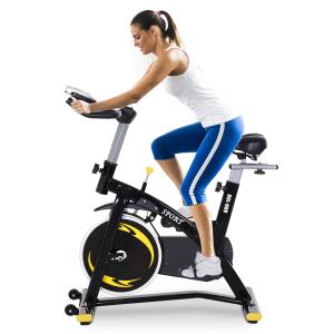 HOMCOM Bicicleta Estática Profesional Bicicleta Fitness con Pantalla LCD Asiento e Ejercicio Regulables Resistencia Magnética 47x120x104.5-117cm