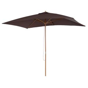Outsunny Sombrilla Parasol 2x3m y Altura 2,5m Jardin Terraza Poliester 180g/m2 y Madera Café