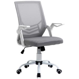 Vinsetto Silla de Oficina Ergonómica Silla Escritorio Giratoria con Altura Ajustable Reposabrazos Abatible Soporte Lumbar y Respaldo Transpirable 62,5x55x94-104 cm Gris
