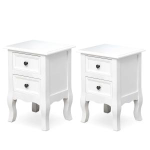 HOMCOM Conjunto de 2 Mesillas de Noche con 2 Cajones Mueble Auxiliar con Gran Espacio de Almacenaje para Dormitorios Salón 34,7x30x49cm Blanco