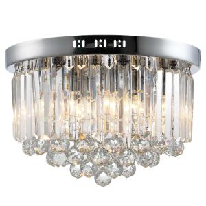 HOMCOM Lámpara de Techo de Cristal Moderna para Dormitorio Sala de Estar Lámpara de Cristal K9 para Bombillas E14 de Máx. 40W Diámetros 45x30 cm Plata