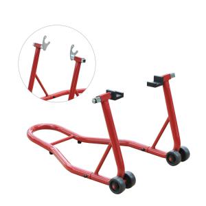 HomCom Caballete de Moto Soporte Trasero Universal Portátil y Móvil – Color Rojo – Acero – 80 x 50 x 40cm