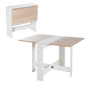 HOMCOM Mesa de Comedor Plegable Mesa Extensible Cocina Salón Mesa Auxiliar con 2 Alas Abatibles Ahorra Espacio Diseño Moderno 103x76x73,5cm Madera
