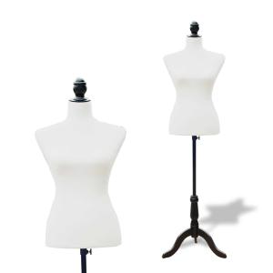 HomCom Maniquí Femenino de Costura Busto de Señora para Modistas Exhibición Altura Ajustable a 130-168cm Blanco