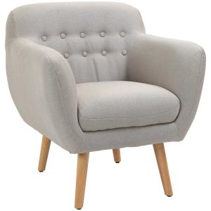 HOMCOM Sillón Individual con Patas de Madera Butaca Moderna estilo Nórdico Acolchado para Salón Dormitorio 71x62x78 cm Beige