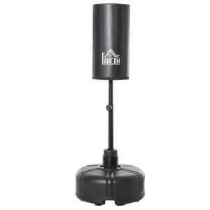 HOMCOM Saco de Boxeo de Pie con Soporte Ajustable en Altura de 3 Niveles y Base Rellenable de Arena 45 kg o Agua 30 kg Acero para Hogar Gimnasio Ø68x150-170 cm Negro