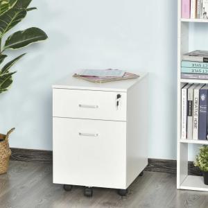 Vinsetto Cajonera de Oficina con 2 Cajones Espacio para Documentos en Tamaño A4 5 Ruedas Cerradura y Frenos 40x49x58 cm Blanco