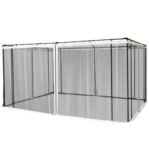 Outsunny 4 Paneles Laterales 352x207 cm para Carpa de Jardín Tela Mosquitera para Cenador Gazebo con Cremalleras y Anillas Negro