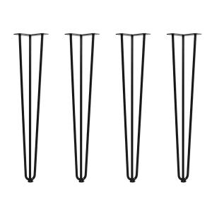 HOMCOM Patas para Mesa de 4 Piezas 3 Varillas Pies para Muebles de Acero Robusto con Protectores Negro12x12x71cm Accesorios Incluidos